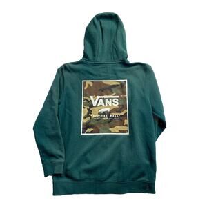 Vans Hoodie Green Camo Graphic Youth XL